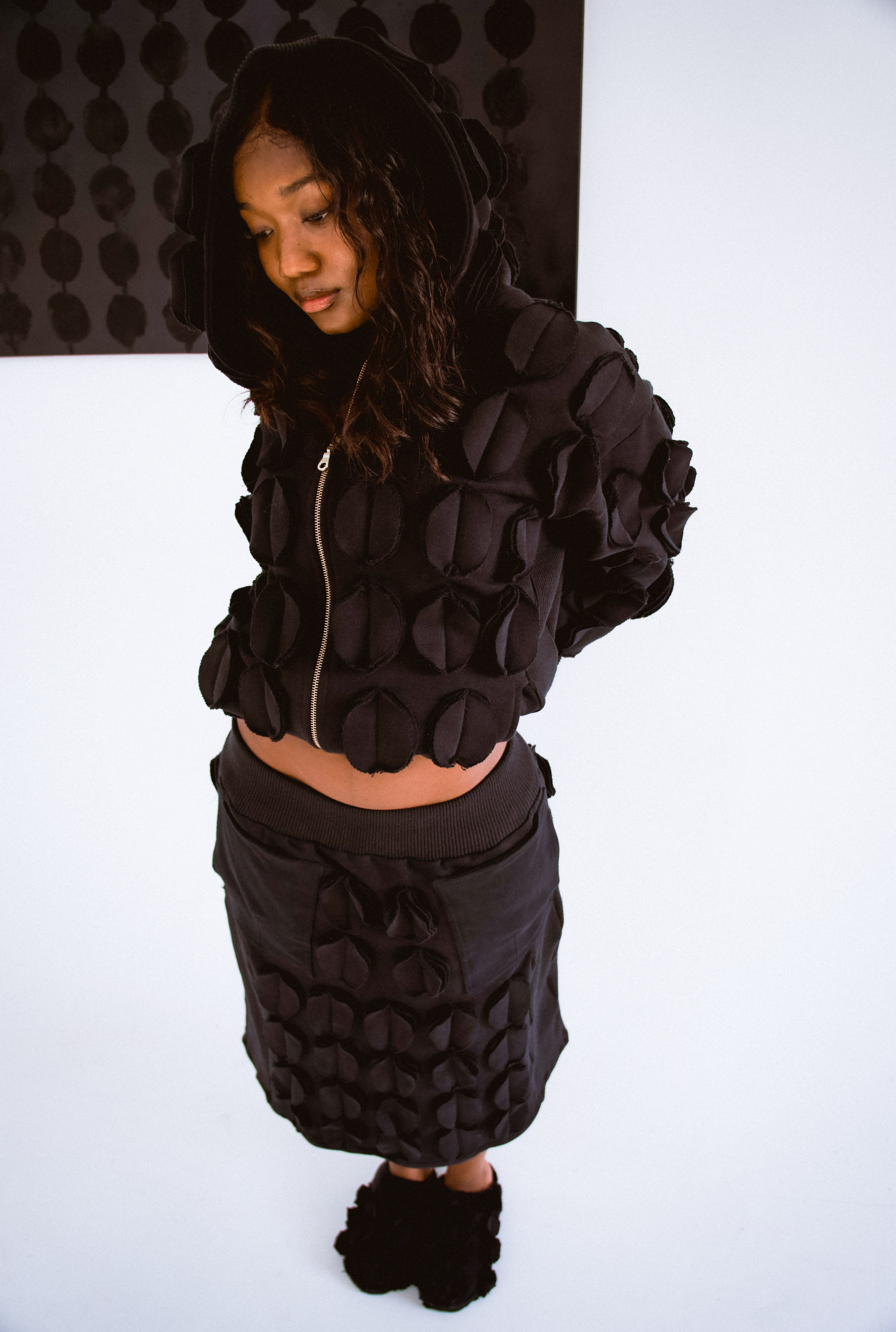 Cowrie Shells Motif Double Zip Hoodie (unisex)